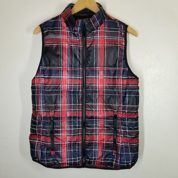 Tribal Jackets & Blazers - Down Vest Womens Plaid Tribal Duck Sz M